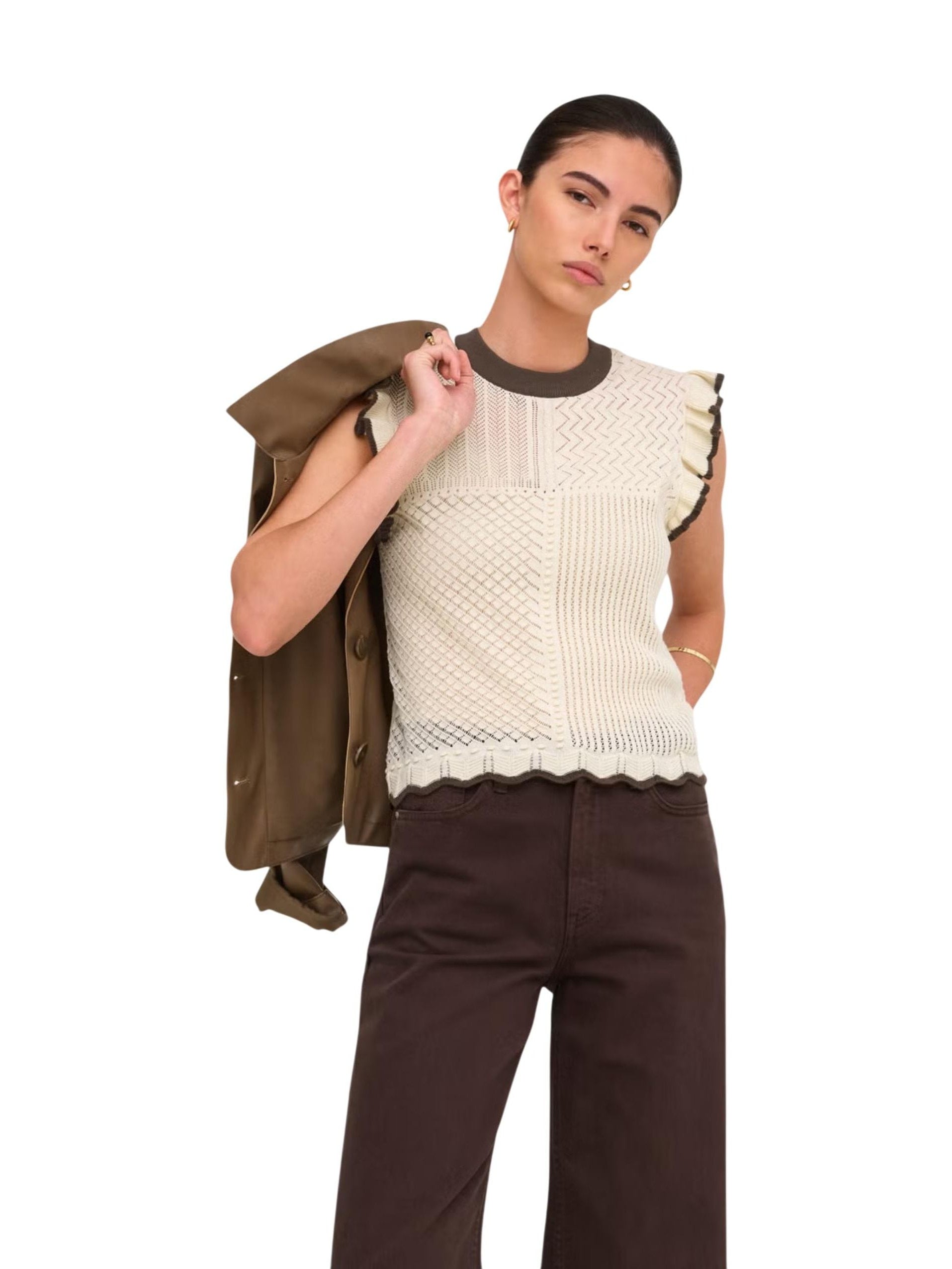 Jacqueline de Yong · Тениска · JDYVIOLET S/L FRILL PULLOVER KNT NOOS | DontMiss.bg