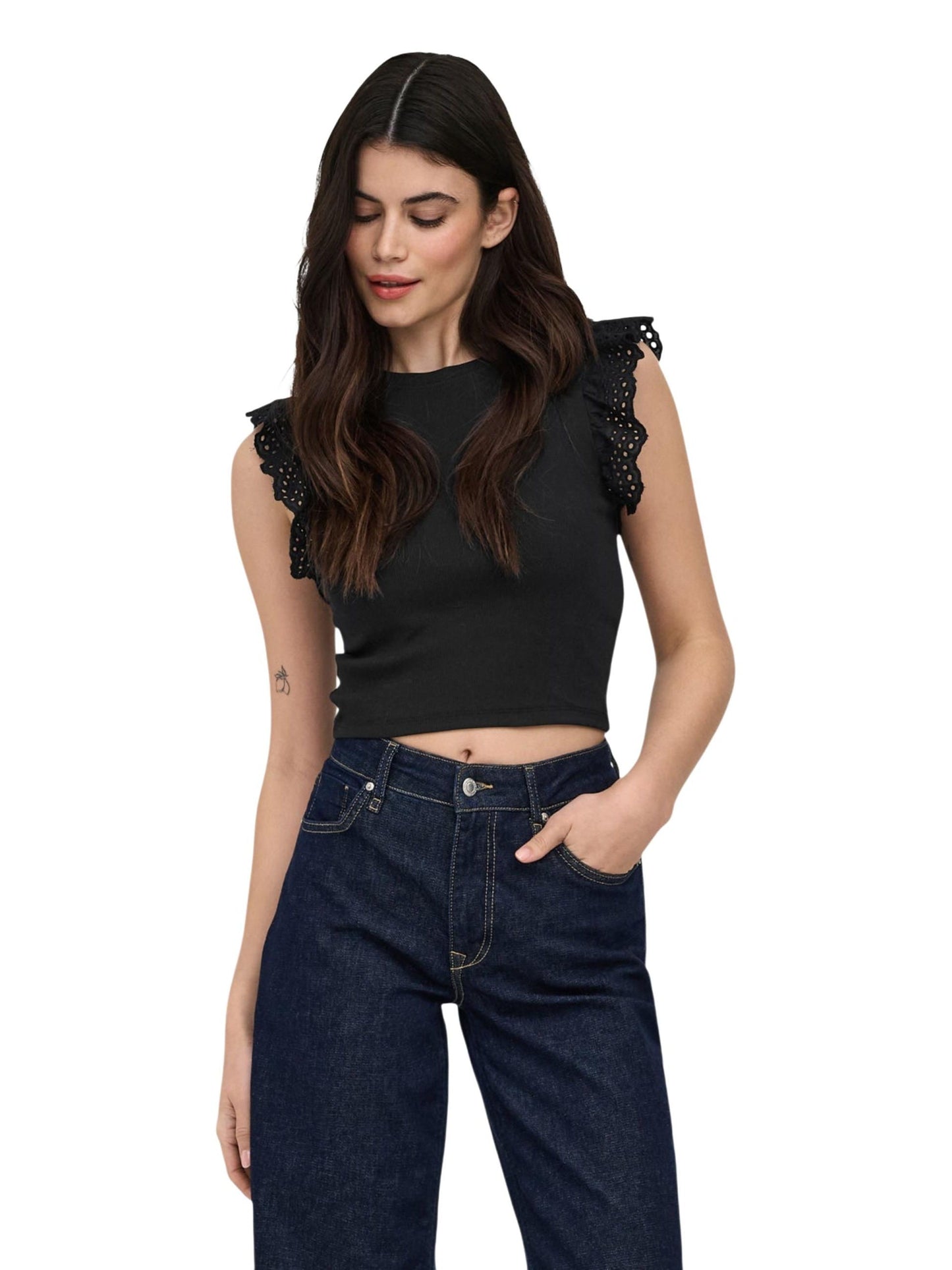 ONLY · Тениска · Onlmathilda S/L Lace Detail Jrs Noos | DontMiss.bg