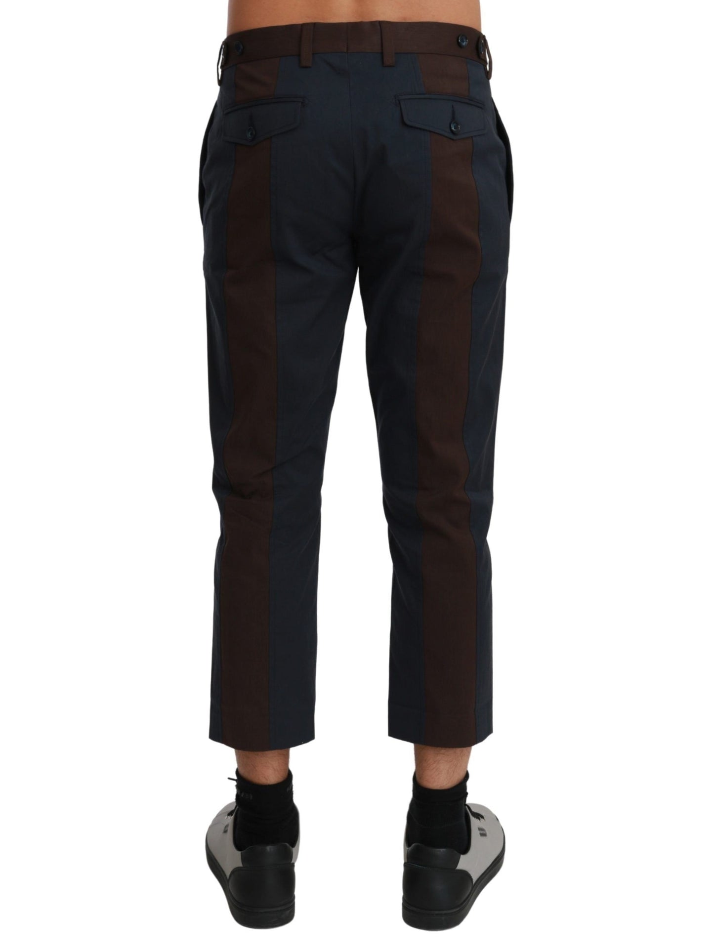 Brown Stripes Cropped Trousers Pants