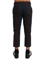 Brown Stripes Cropped Trousers Pants