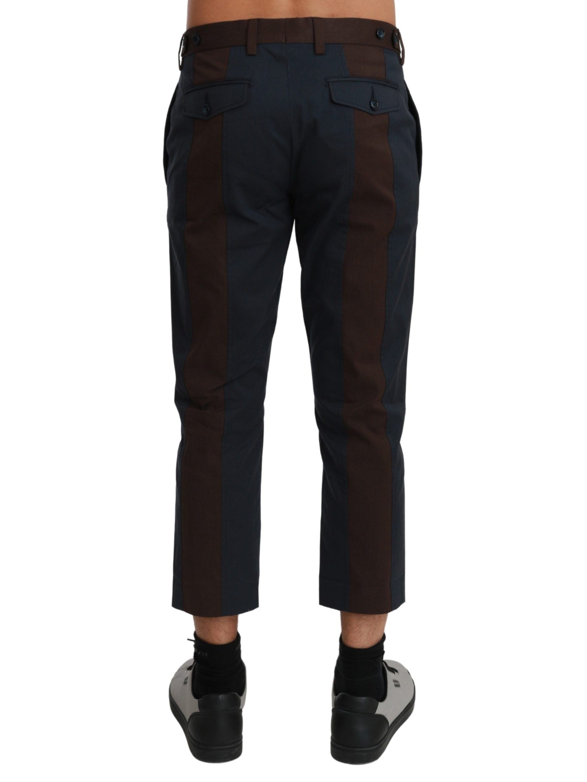 Brown Stripes Cropped Trousers Pants