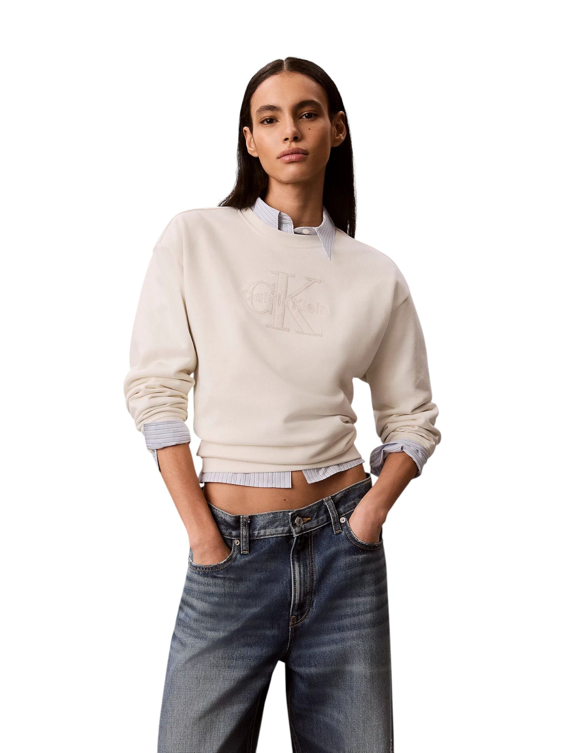 Calvin Klein Jeans · Суитшърт · Бял | DontMiss.bg