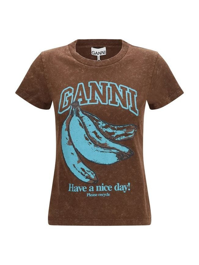 Ganni · Тениска · Кафяв | DontMiss.bg