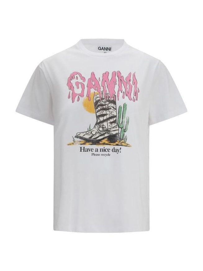 Ganni · Тениска · Бял | DontMiss.bg